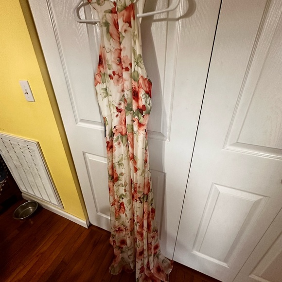 Lulu's Floral Maxi Dress - Pink and Green - Picture 9 of 10